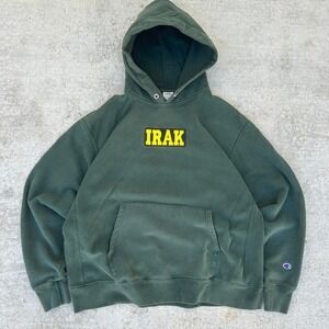 IRAK New York Champion Hoodie XL Green Reverse Weave Box Logo Streetwear Supreme